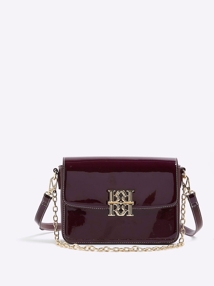 River Island Red Patent Satchel Bag - Image 1 of 5