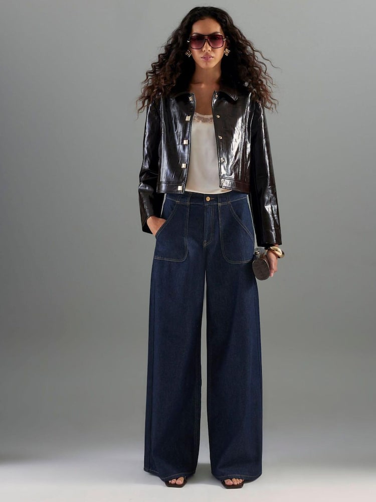 River Island Blue Tailored Baggy Jeans - Image 1 of 5