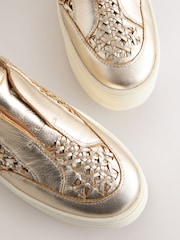 Gold Forever Comfort® Leather Weave Wedge Flat Forms - Image 5 of 5