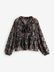 Black Paisley Printed Long Sleeve Blouse - Image 1 of 1