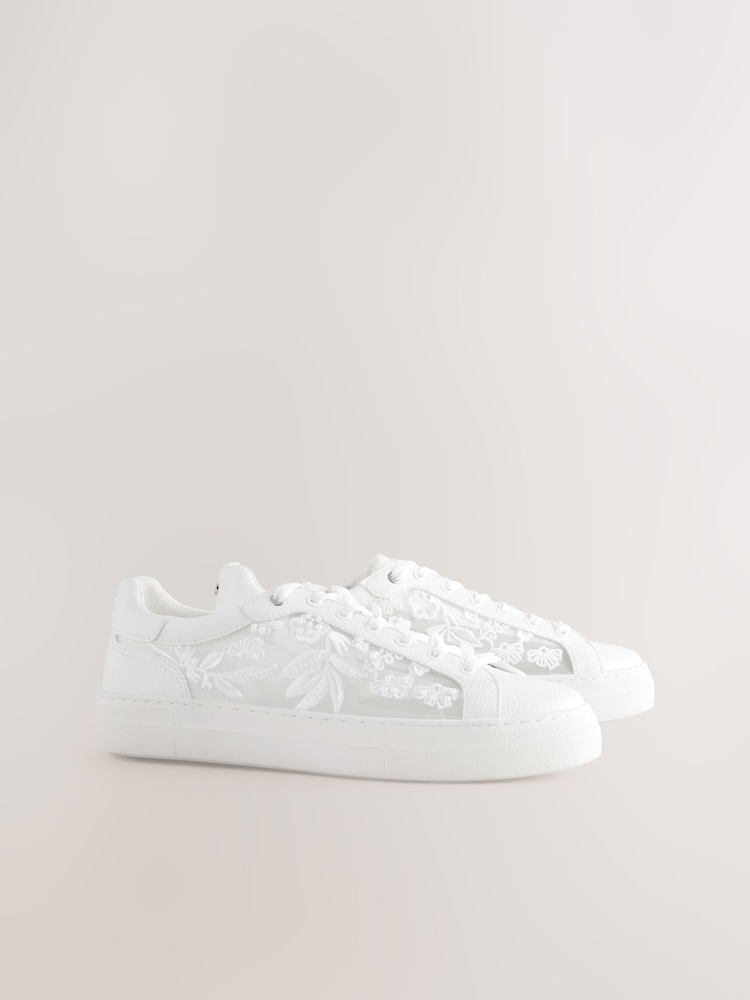 Blanc - Baskets en maille brodée Forever Comfort® - Image 2 de 5