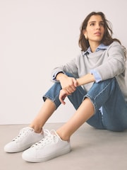 alb/roz - Ghete sport Forever Comfort® din piele cu șiret - Imaginea 5 din 9