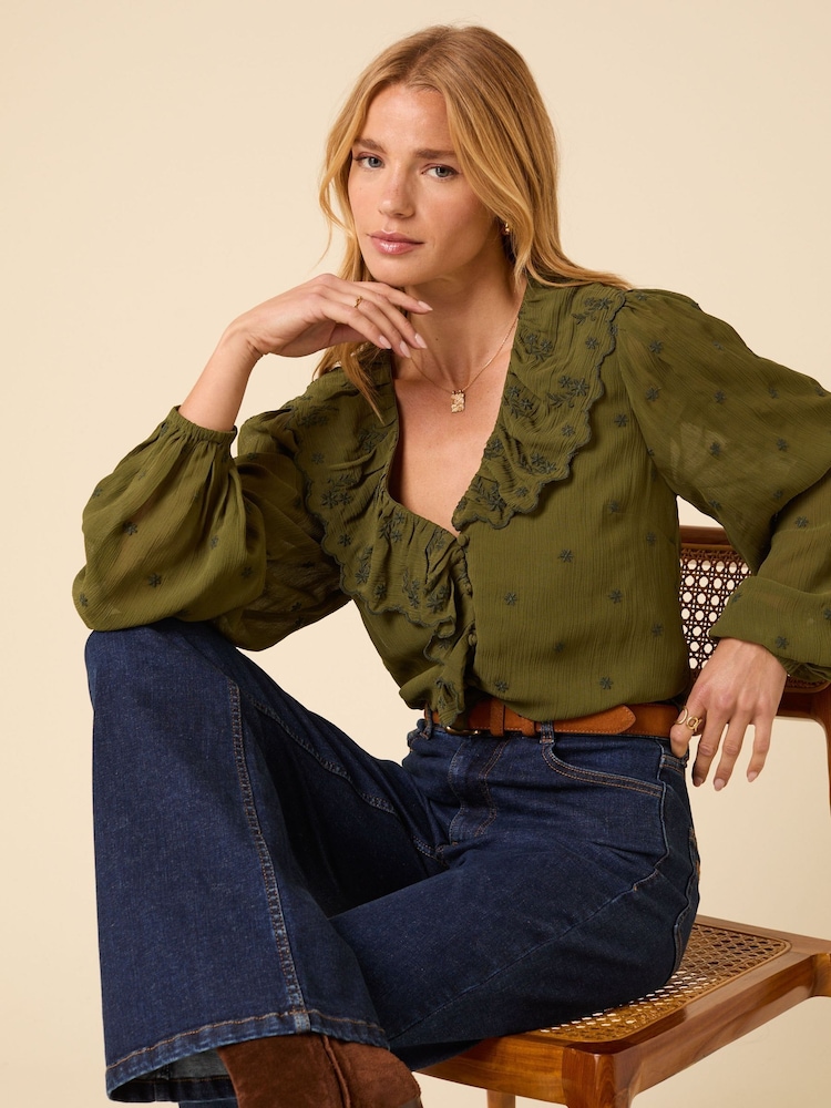 Nobodys Child Green Lysander Blouse - Image 1 of 5
