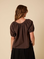 Blusa de manga bufante xadrez Nobodys Child Shania com botões frontais - Imagem 2 de 6