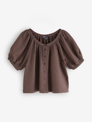 Blusa de manga bufante xadrez Nobodys Child Shania com botões frontais - Imagem 6 de 6