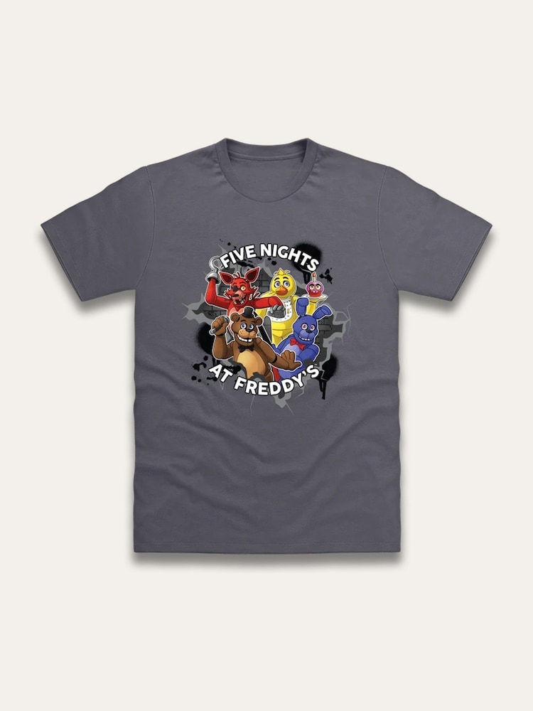 Brand Threads Grey Five Nights At Freddys T-Shirt - Image 1 of 1 Brand Threads Grey Five Nights At Freddys T-Shirt - Image 1 of 1