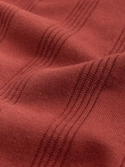 Rust Red Regular Fit Regular Fit Cotton Rich Pointelle Stripe Short Sleeve Knit Polo Shirt - Image 7 of 7