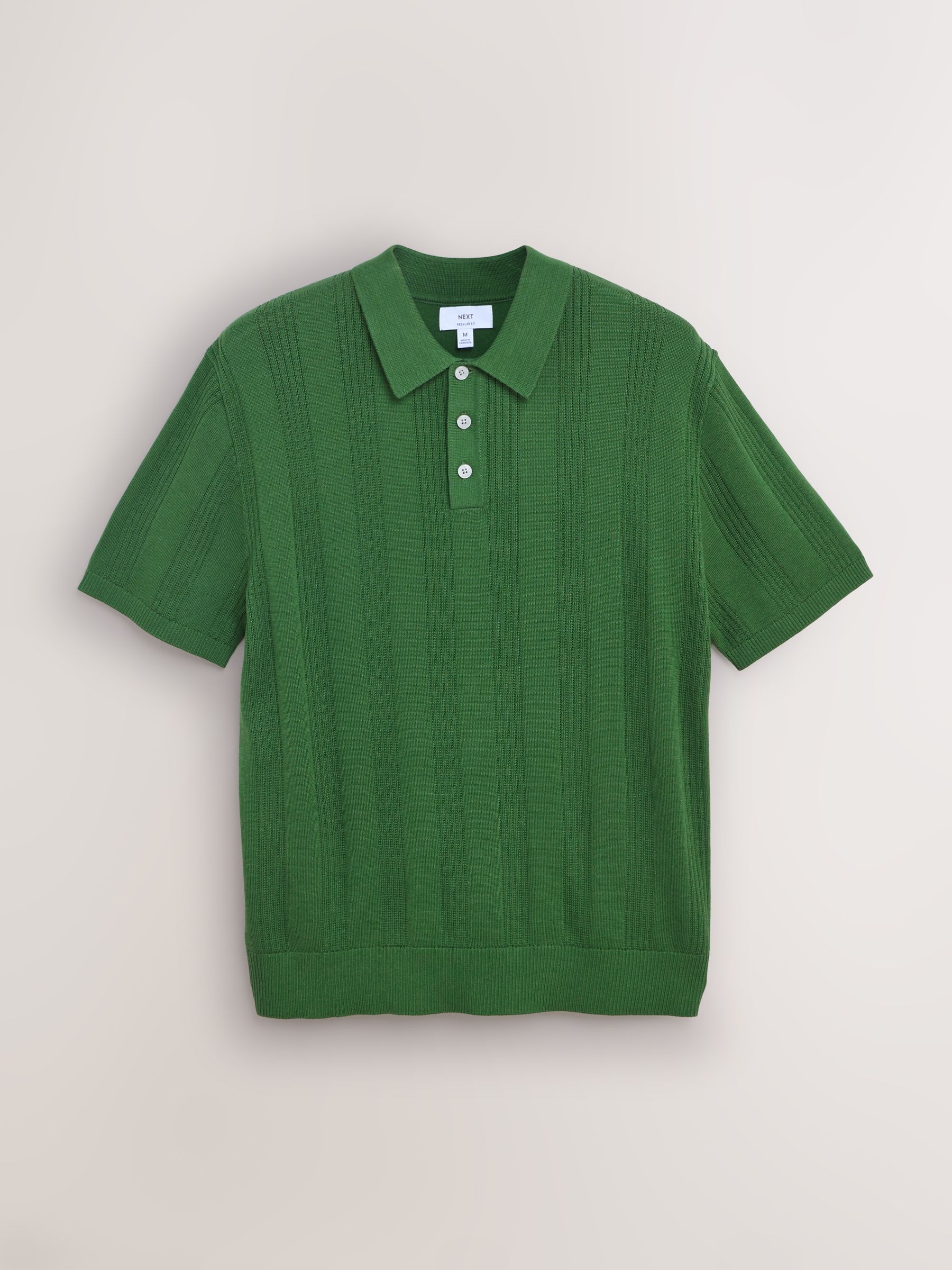 Buy Green Regular Fit Cotton Rich Pointelle Knit Polo Shirt from