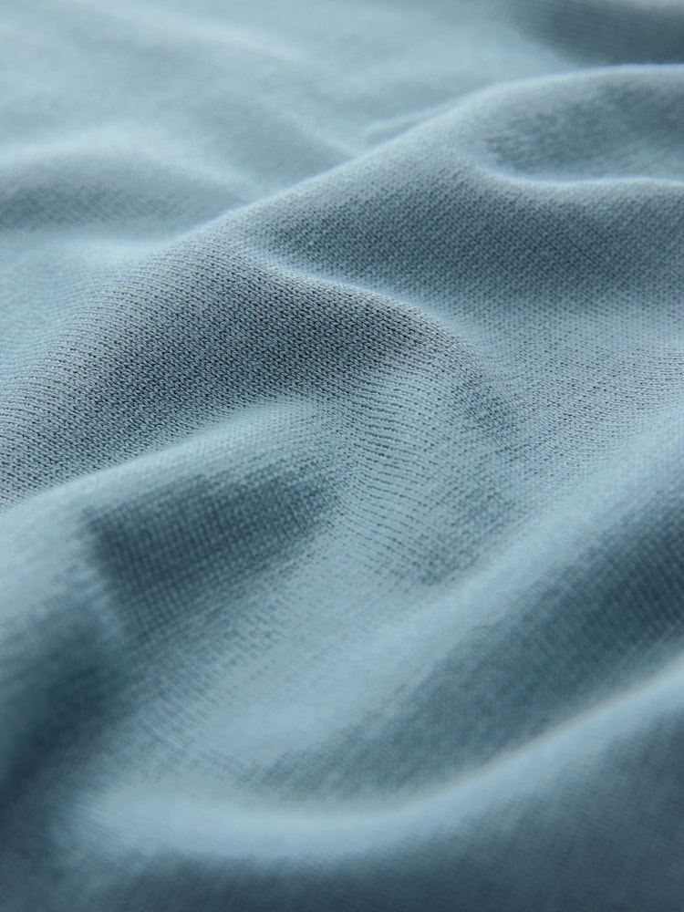 Light Blue Slim Fit N. Premium Tipped Short Sleeve Quarter Zip Knit Polo Shirt - Image 2 of 3