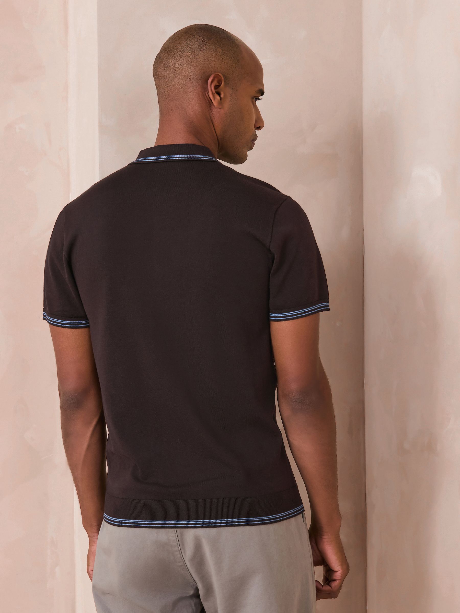 Buy Chocolate Brown Slim Fit N. Premium Tipped Short Sleeve