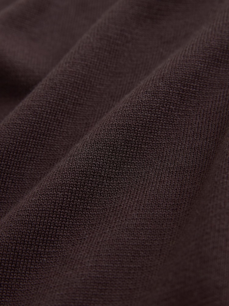 Chocolate Brown Slim Fit N. Premium Tipped Short Sleeve Quarter Zip Knit Polo Shirt - Image 3 of 3