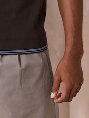 Chocolate Brown Slim Fit N. Premium Tipped Short Sleeve Quarter Zip Knit Polo Shirt - Image 5 of 8