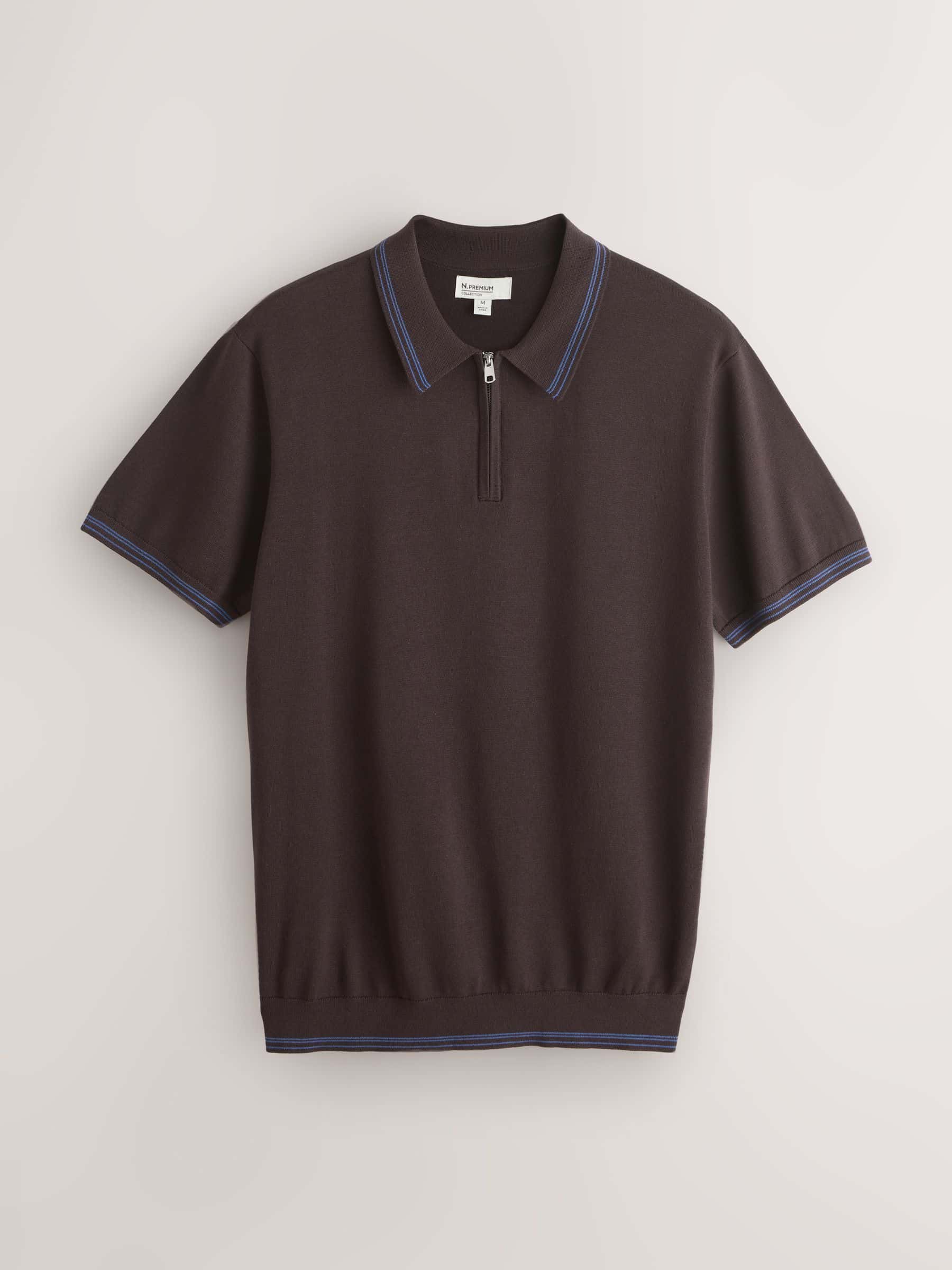 Buy Chocolate Brown Slim Fit N. Premium Tipped Short Sleeve