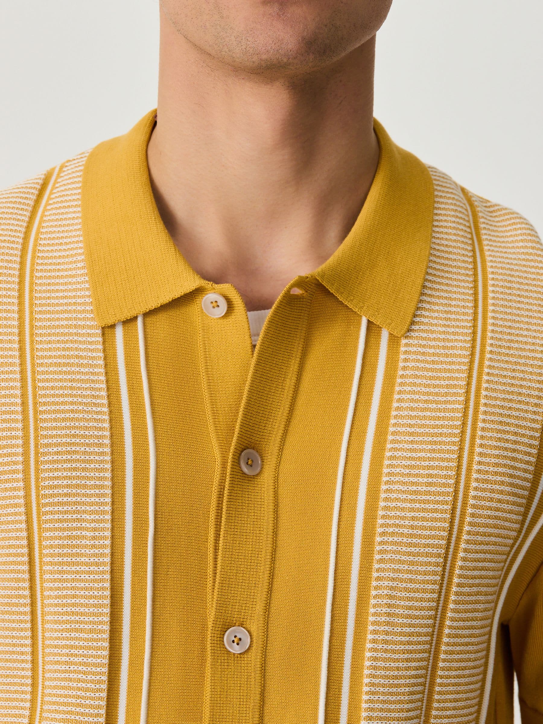 Buy Yellow Stripe Short Sleeve Knitted Shirt from Next Mexico