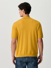 Mustard Yellow Regular Fit Stripe Short Sleeve Button Through Polo Shirt - Image 6 of 9