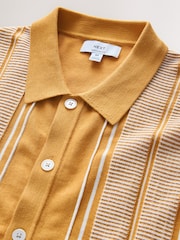 Mustard Yellow Regular Fit Stripe Short Sleeve Button Through Polo Shirt - Image 8 of 9