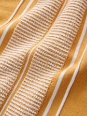 Mustard Yellow Regular Fit Stripe Short Sleeve Button Through Polo Shirt - Image 9 of 9