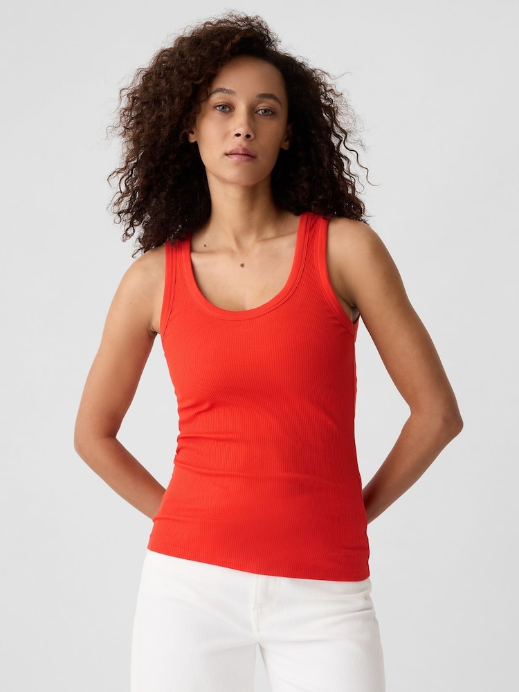 Gap Red Soft Ribbed Sleeveless Vest Top - Image 1 of 5
