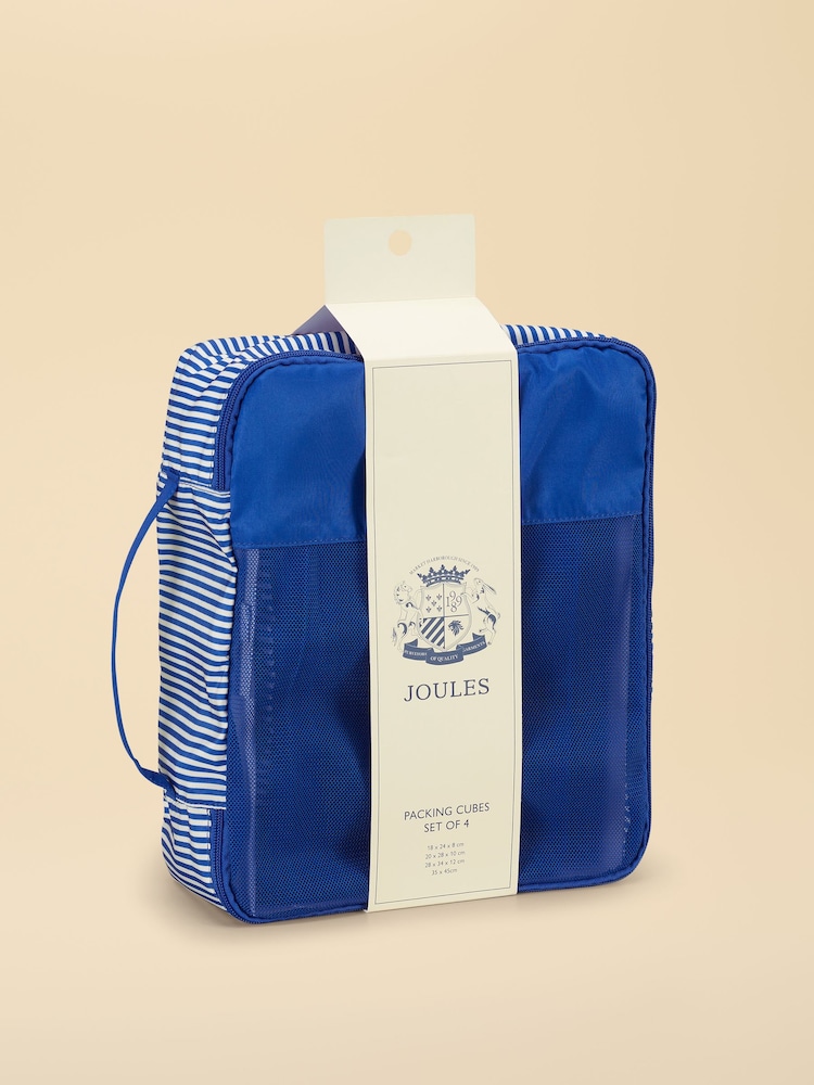 Joules Blue & White Ticking Stripe Packing Cubes - Image 1 of 2