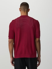 Red Pointelle Zip Through Knitted Shirt - Image 4 of 8