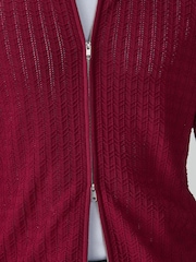 Red Pointelle Zip Through Knitted Shirt - Image 5 of 8