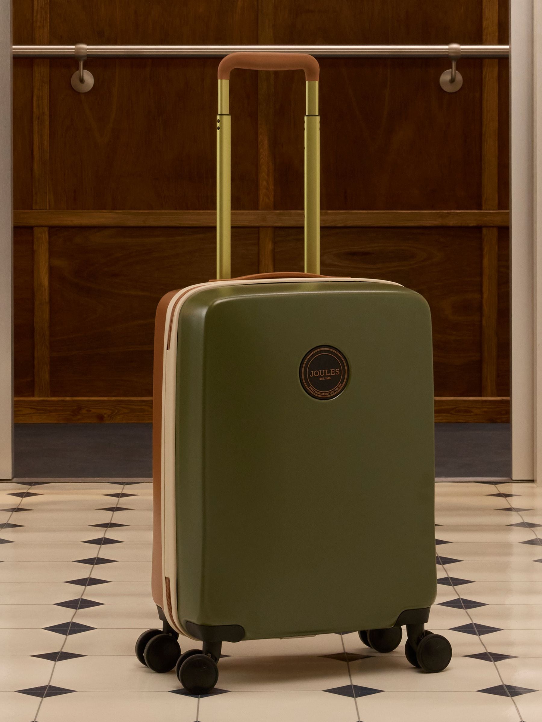 Buy Joules Olive And Tan Colourblock Cabin Four Wheel Hard Shell