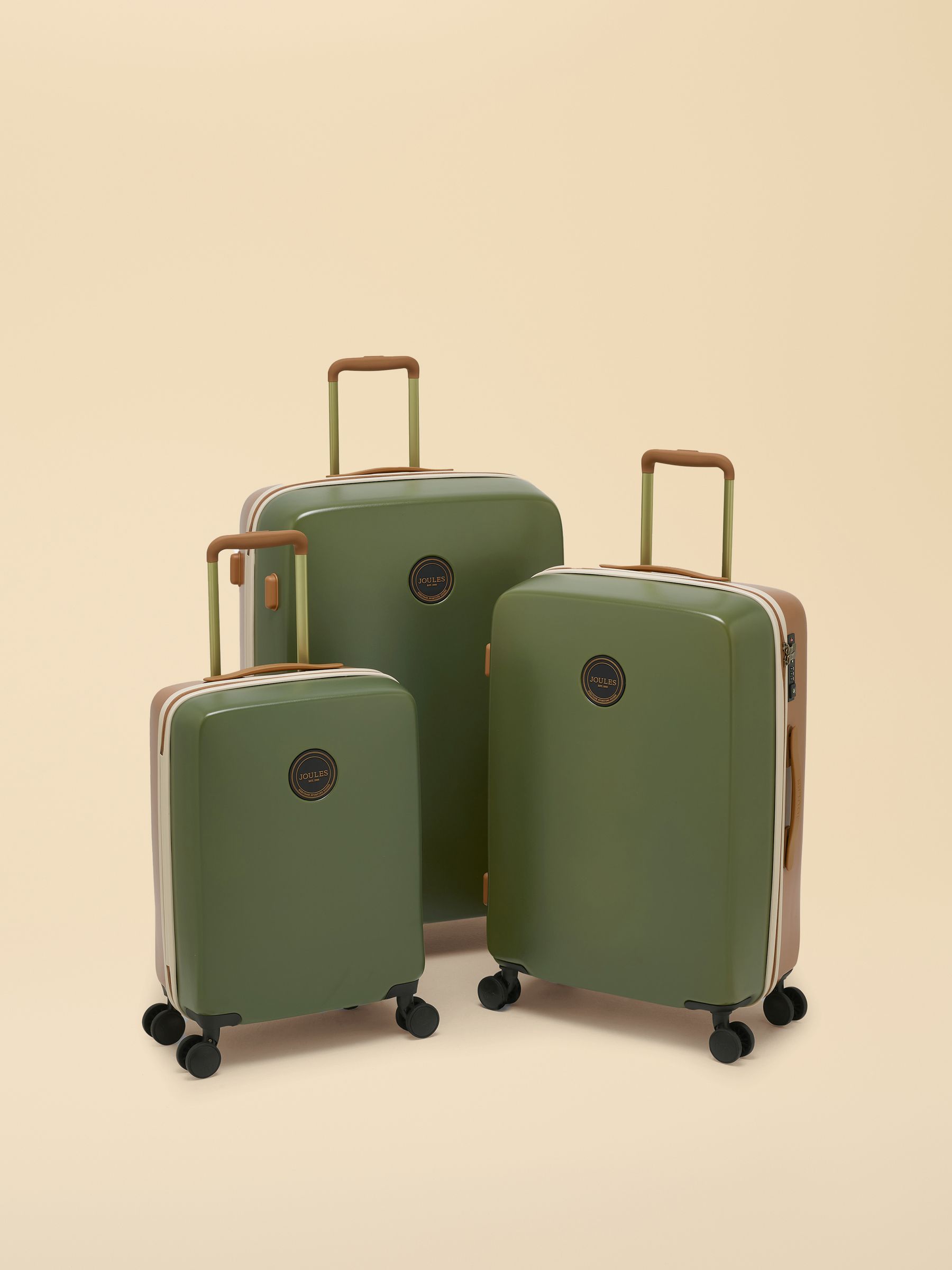 Buy Joules Olive And Tan Colourblock Cabin Four Wheel Hard Shell