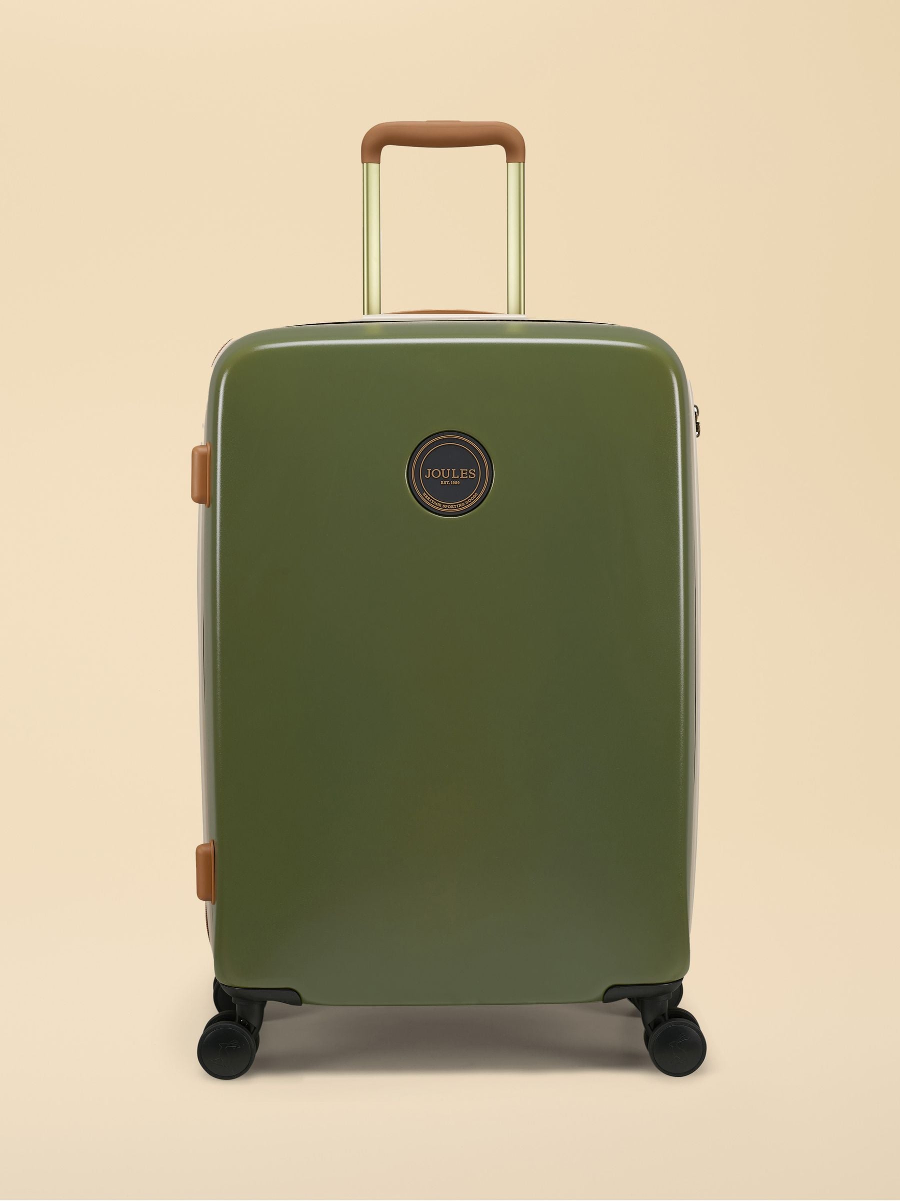 Buy Joules Olive And Tan Colourblock Large Four Wheel Hard Shell