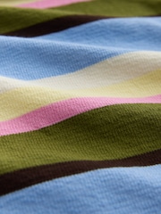 Pink/Green/Blue/Yellow Striped Long Sleeve Collared Rugby Polo Top - Image 2 of 3