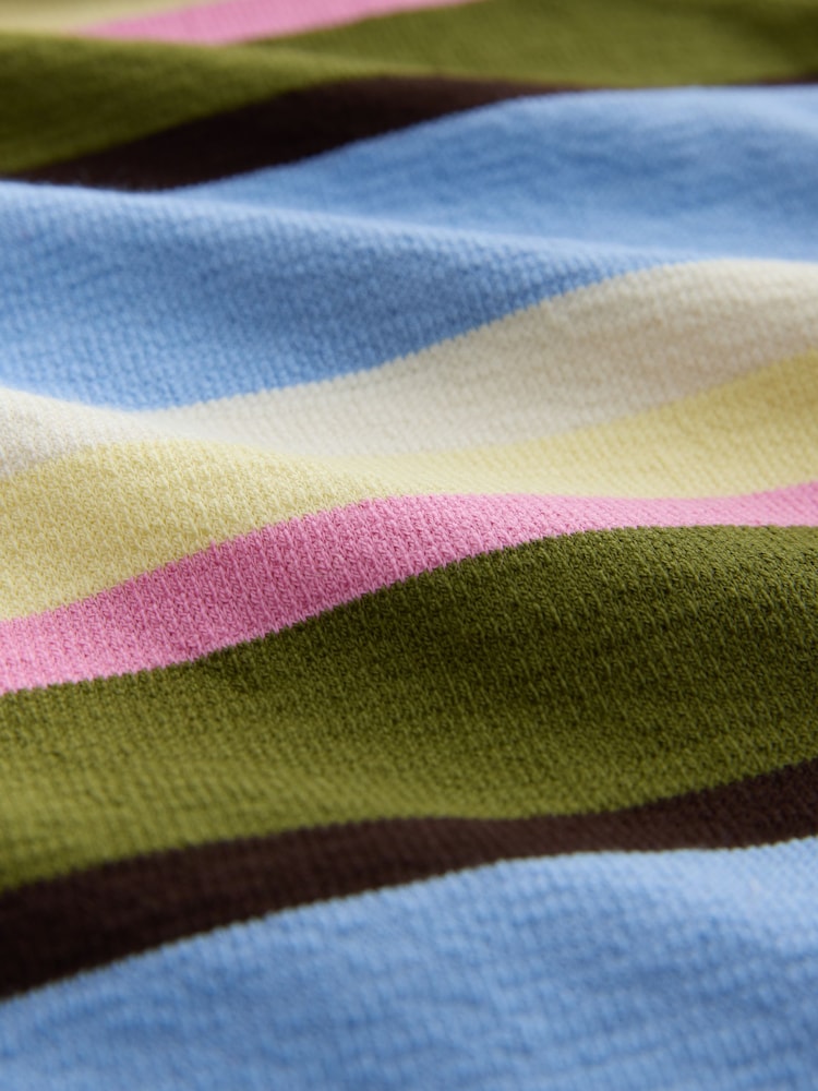 Pink/Green/Blue/Yellow Striped Long Sleeve Collared Rugby Polo Top - Image 2 of 3