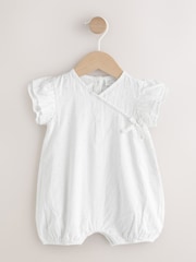 Alb - Broiderie Baby Romper (0mths-2yrs) - Imaginea 1 din 7