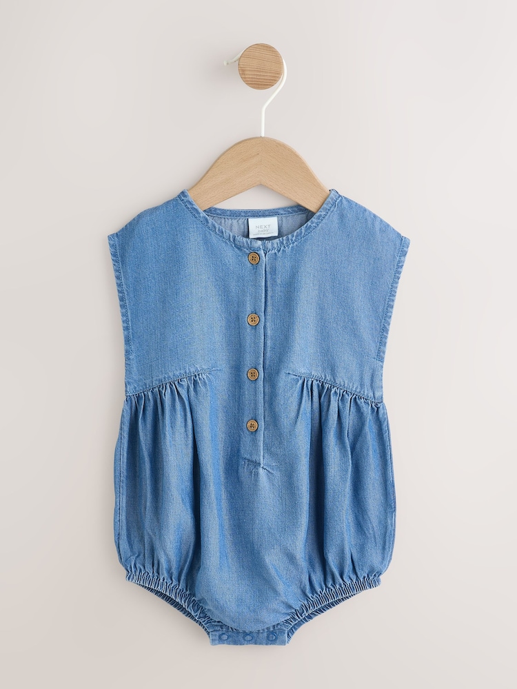 Denim Blue Bloomer Baby Romper (0mths-2yrs) - Image 1 of 7