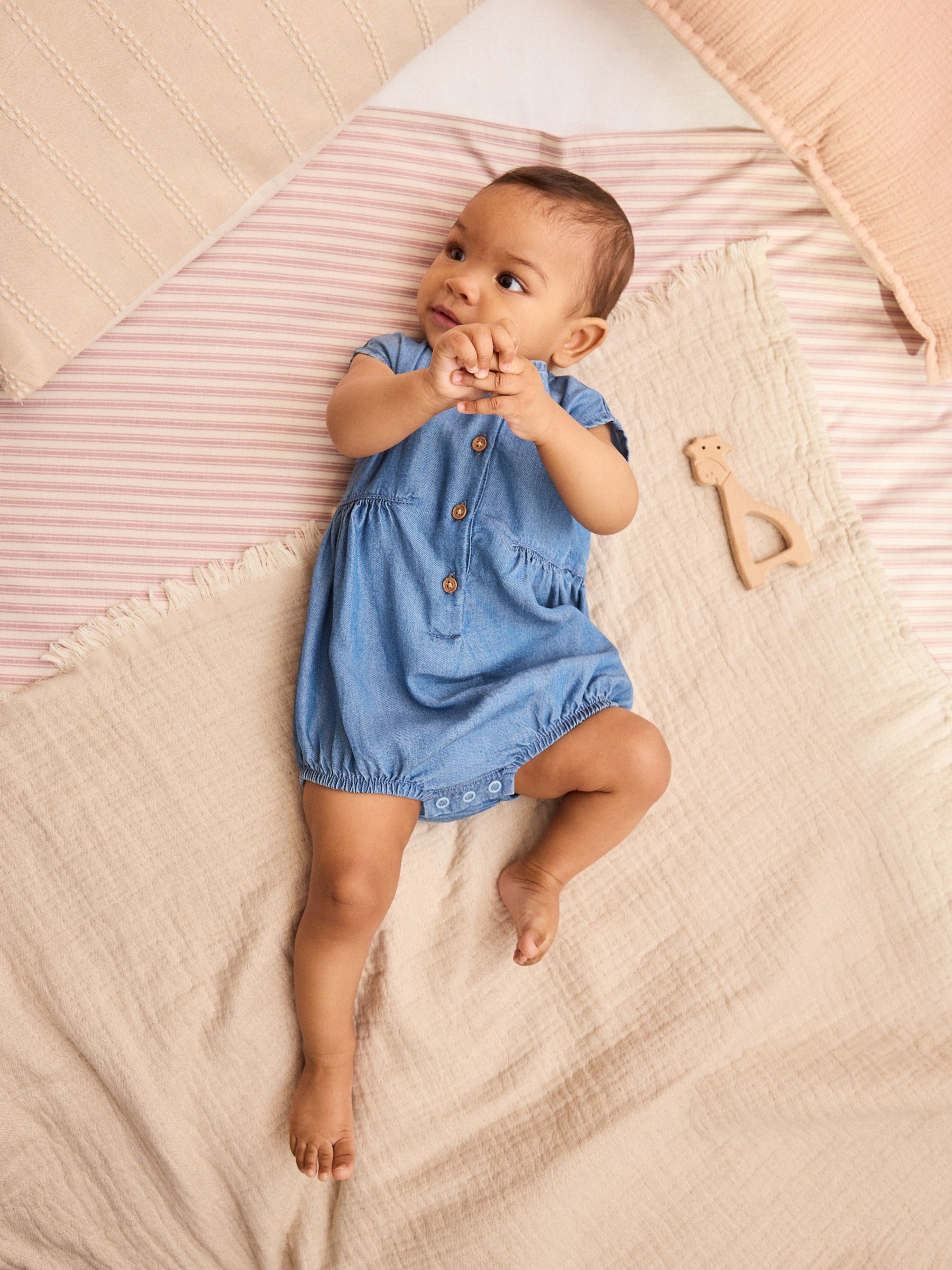 Buy Denim Blue Bloomer Baby Romper (0mths-2yrs) from the Next UK