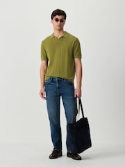 Green Regular Fit 100% Cotton Textured Knit Short Sleeve Trophy Polo Shirt - Image 2 of 8