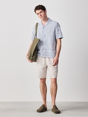 Blue Textured Chambre Embroidered Short Sleeve Shirt - Image 2 of 7