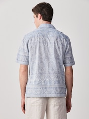 Blue Textured Chambre Embroidered Short Sleeve Shirt - Image 3 of 7
