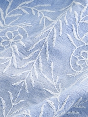 Blue Textured Chambre Embroidered Short Sleeve Shirt - Image 7 of 7