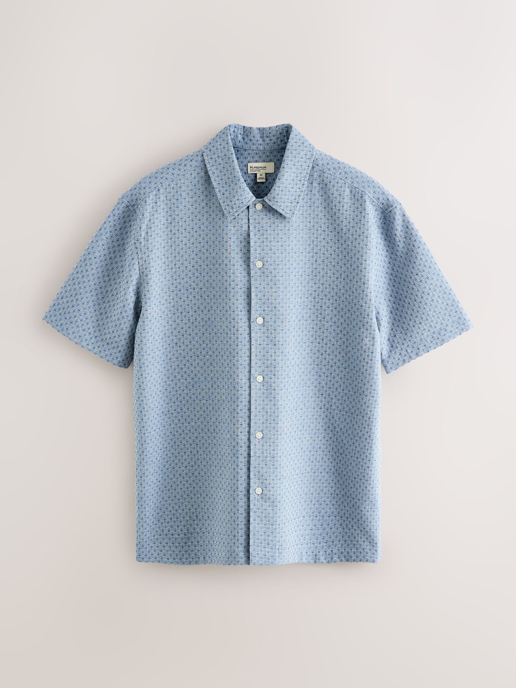 Buy Blue Textured Waffle Short Sleeve Shirt from Next USA