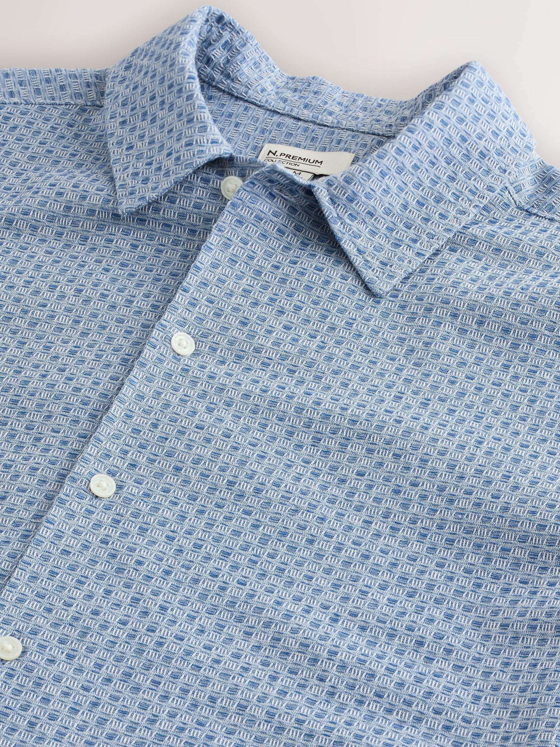 Buy Blue Textured Waffle Short Sleeve Shirt from Next USA