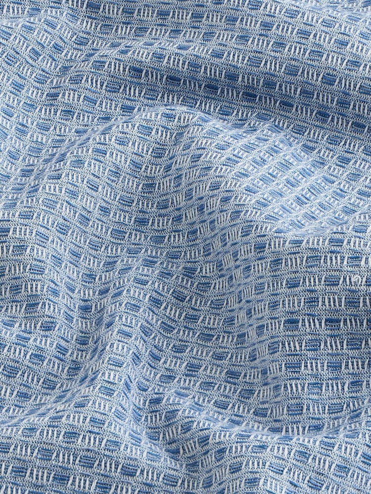 Blue Textured Waffle Short Sleeve Shirt - Image 9 of 9