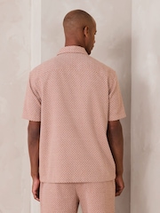 Marron rouille - Chemise texturée à manches courtes gaufrée - Image 4 de 8