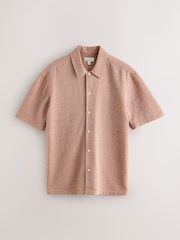 Marron rouille - Chemise texturée à manches courtes gaufrée - Image 6 de 8