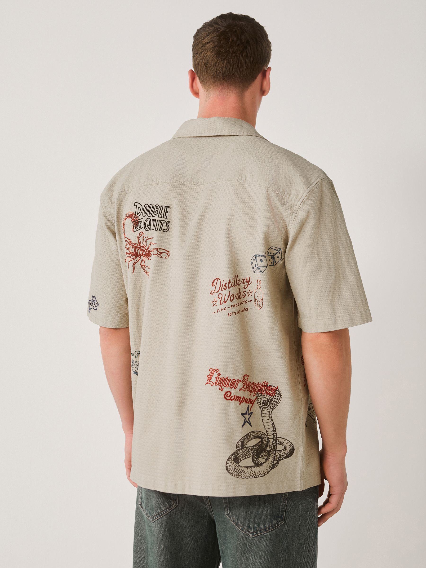 トップス 2way detachable collarliberty printshirt Buy Ecru Relaxed Fit Print Revere Collar Short Sleeve Shirt from