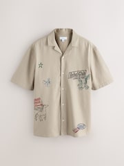 Ecru Print Short Sleeve Shirt - Image 6 of 8