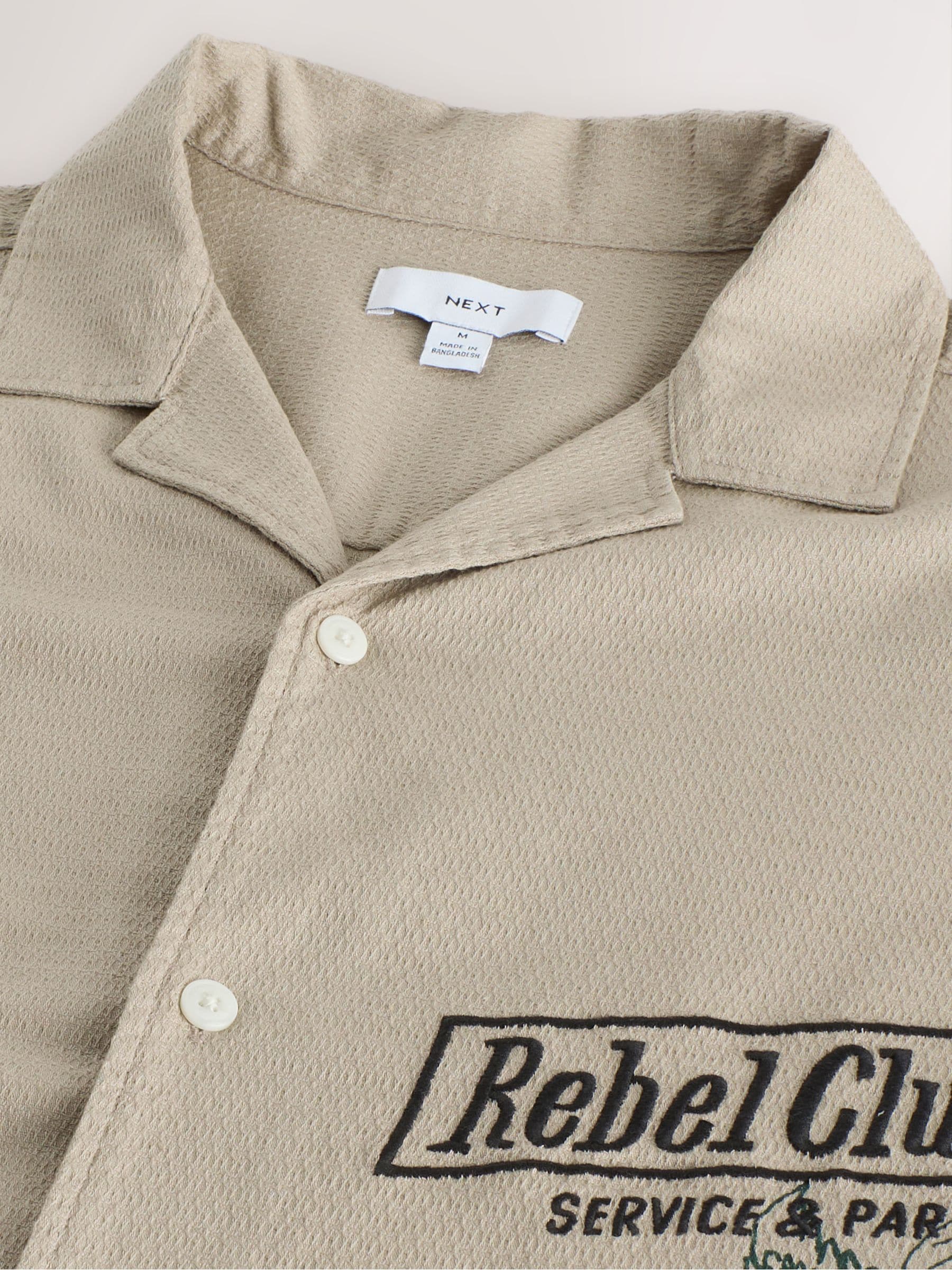 Buy Ecru Relaxed Fit Print Revere Collar Short Sleeve Shirt from