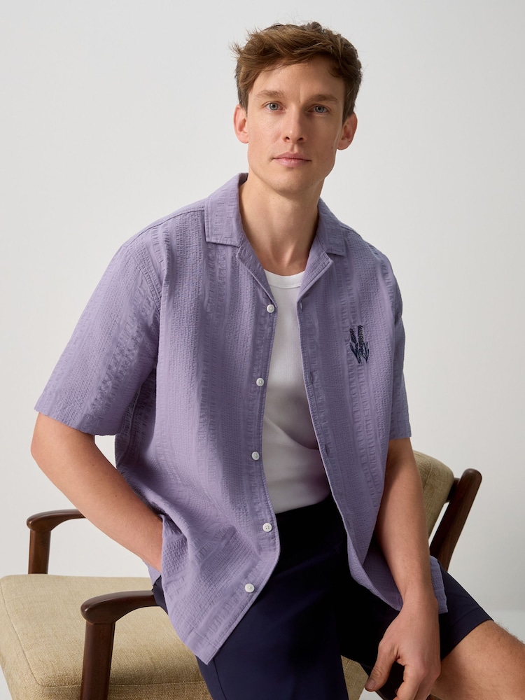 Purple Textured Short Sleeve Shirt - Image 1 of 8