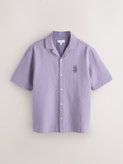 Purple Textured Short Sleeve Shirt - Image 6 of 8