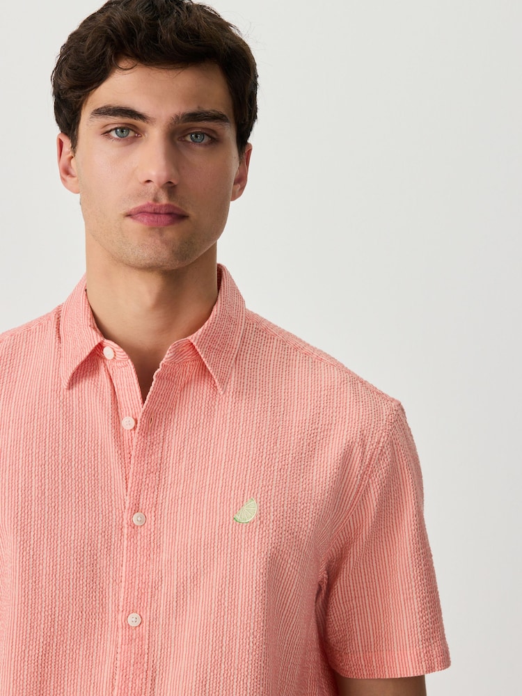 Pink Stripe Seersucker Short Sleeve Shirt - Image 1 of 9