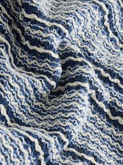 Blue Stripe Crochet Short Sleeve Shirt - Image 2 of 3