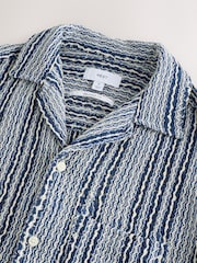 Blue Stripe Crochet Short Sleeve Shirt - Image 3 of 3